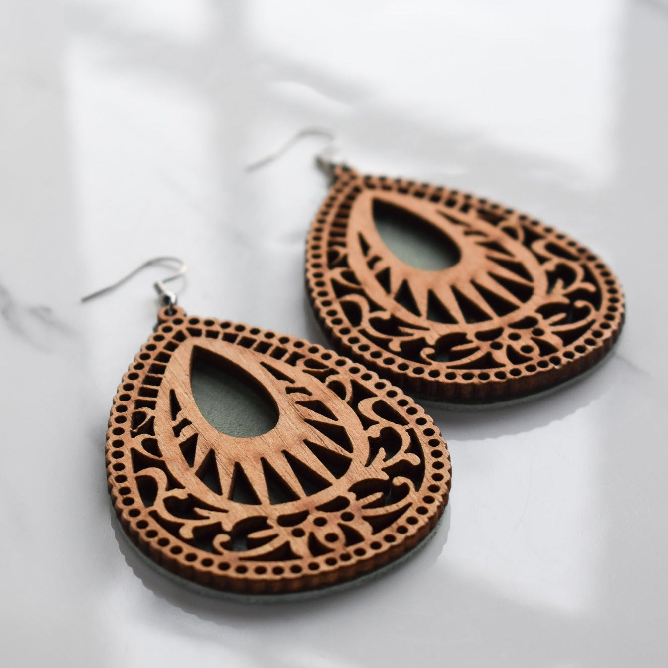 Handmade, light weight and comfortable to wear all day long leather earrings. All our earring hooks are made with a high quality stainless steel and they are hypo allergenic. They will not tarnish or irritate your sensitive skin.