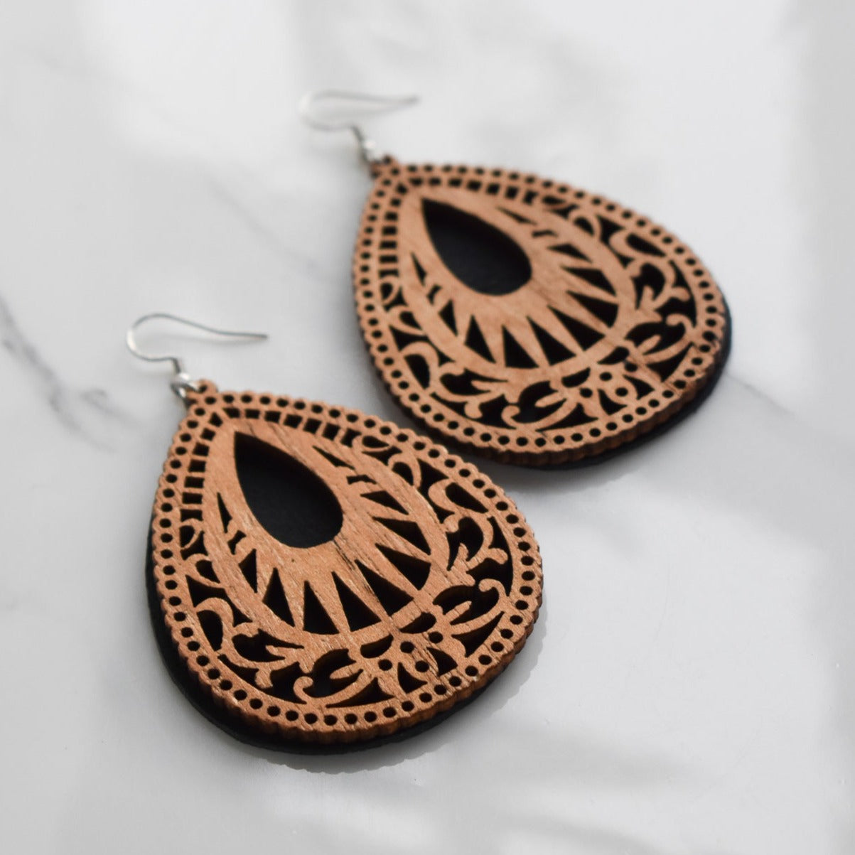 Handmade, light weight and comfortable to wear all day long leather earrings. All our earring hooks are made with a high quality stainless steel and they are hypo allergenic. They will not tarnish or irritate your sensitive skin.