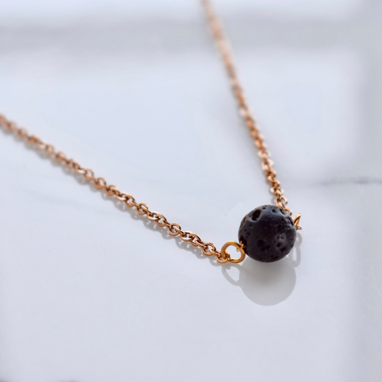 Beautifully handcrafted stainless steel necklace with a lava bead. Add a drop of your favourite essential oil or perfume on your lava bead for a personal diffuser.