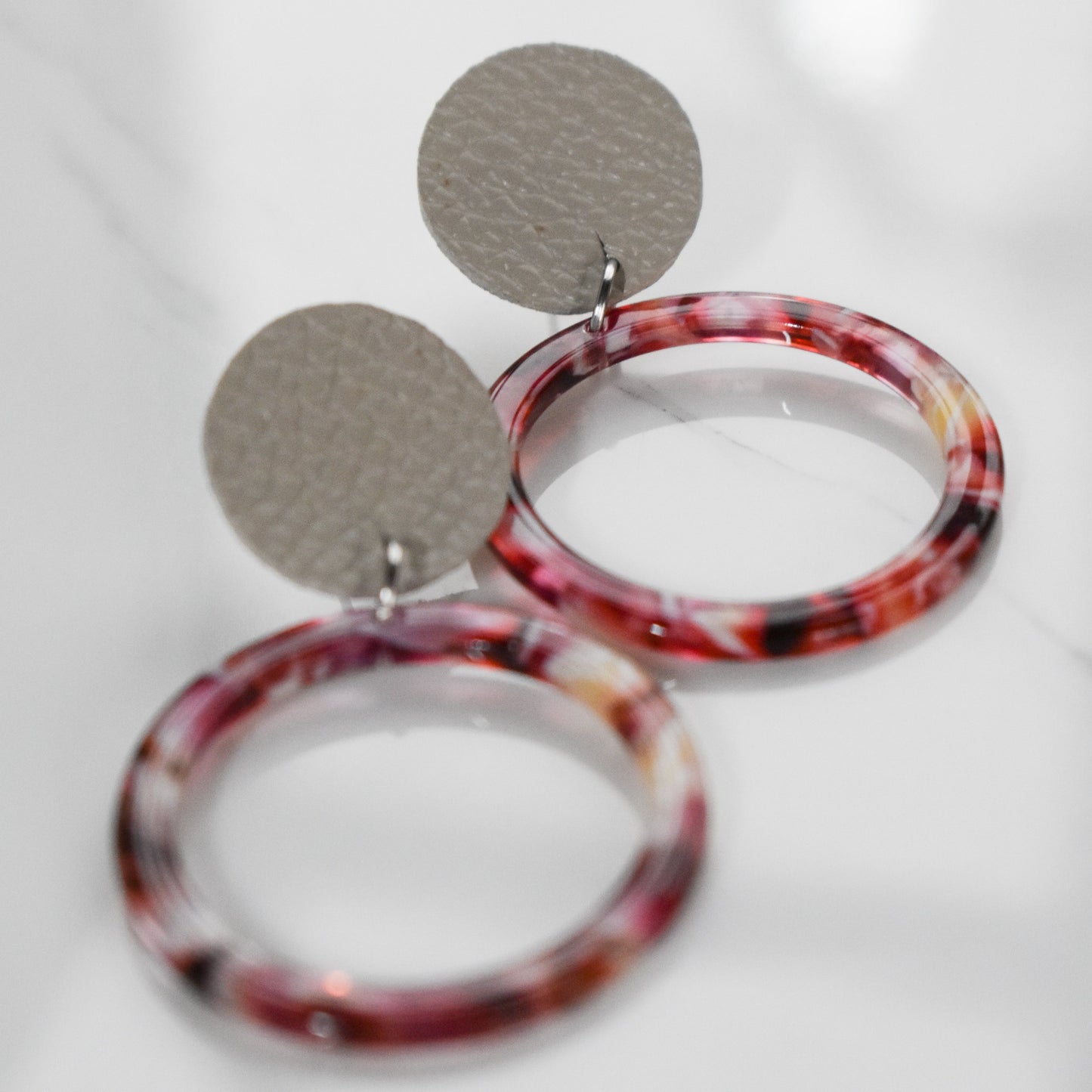 Handmade, light weight and comfortable to wear all day long leather earrings. All our earring hooks are made with a high quality stainless steel and they are hypo allergenic. They will not tarnish or irritate your sensitive skin.