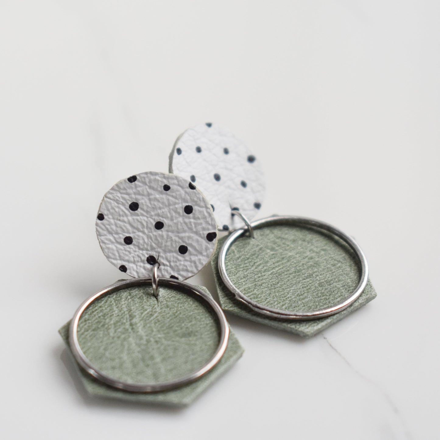 Handmade, light weight and comfortable to wear all day long leather earrings. All our earring hooks are made with a high quality stainless steel and they are hypo allergenic. They will not tarnish or irritate your sensitive skin.