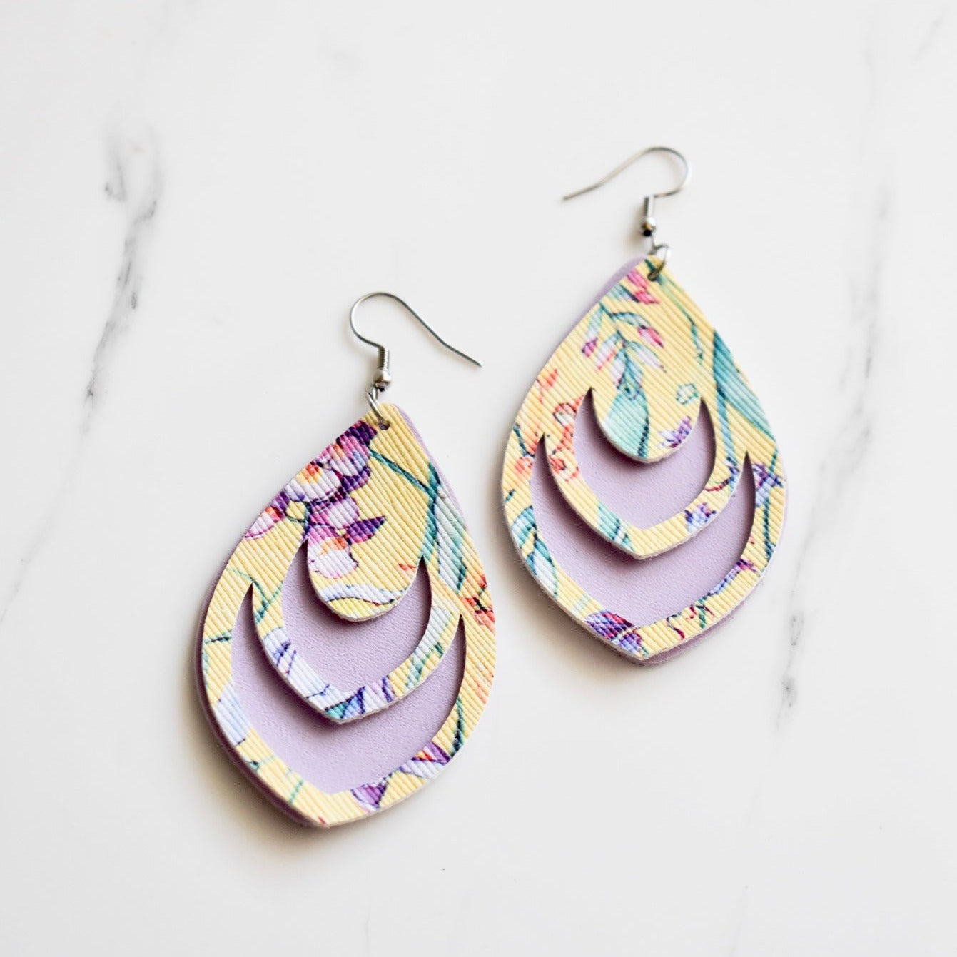 Handmade, light weight and comfortable to wear all day long leather earrings. All our earring hooks are made with a high quality stainless steel and they are hypo allergenic. They will not tarnish or irritate your sensitive skin.
