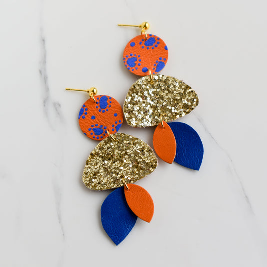 Hand painted and handmade, light weight and comfortable to wear all day long leather earrings. All our earring hooks are made with a high quality stainless steel and they are hypo allergenic. &nbsp;They will not tarnish or irritate your sensitive skin.

