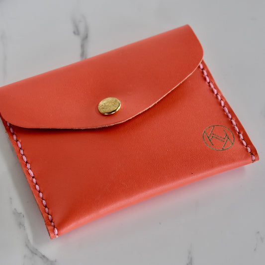 Beautifully handmade and hand stitched leather mini purse. Perfect for a quick trip to the shop. This also makes an amazing addition to a bridesmaids gift box. 