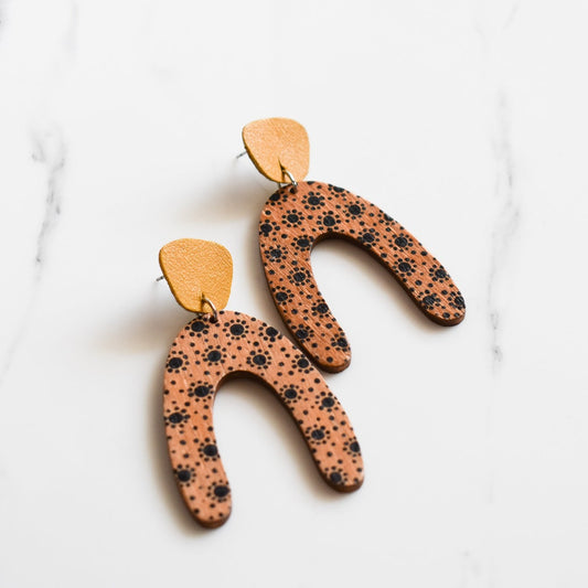 Handmade, light weight and comfortable to wear all day long leather earrings. All our earring hooks are made with a high quality stainless steel and they are hypo allergenic.  They will not tarnish or irritate your sensitive skin.