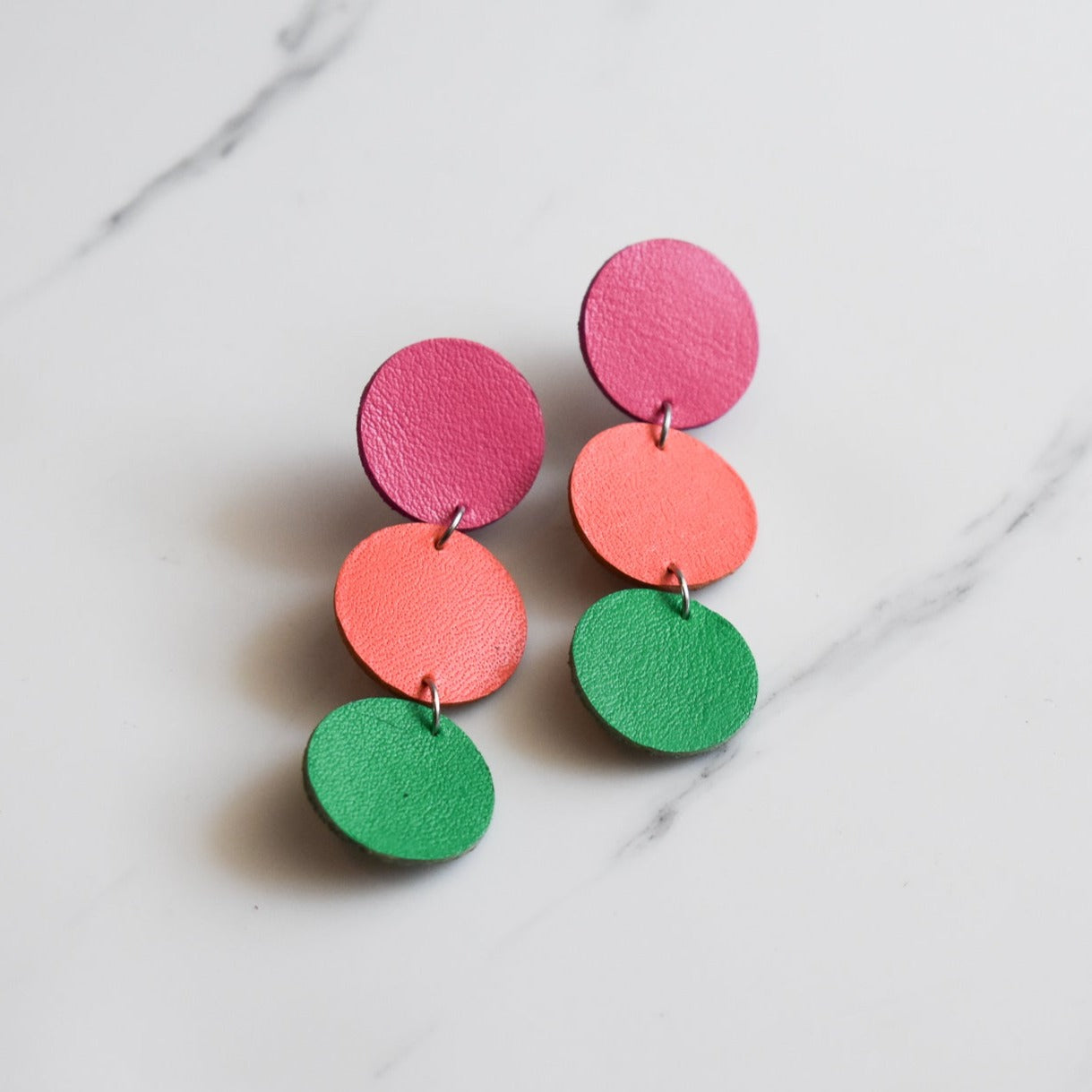 Handmade, light weight and comfortable to wear all day long leather earrings. All our earring hooks are made with a high quality stainless steel and they are hypo allergenic.  They will not tarnish or irritate your sensitive skin.
