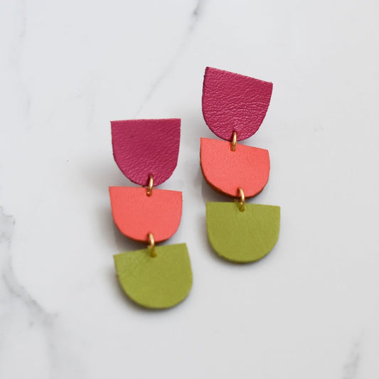 Handmade, light weight and comfortable to wear all day long leather earrings. All our earring hooks are made with a high quality stainless steel and they are hypo allergenic.  They will not tarnish or irritate your sensitive skin.