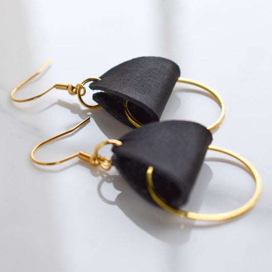 Handmade, light weight and comfortable to wear all day long leather earrings. All our earring hooks are made with a high quality stainless steel and they are hypo allergenic.  They will not tarnish or irritate your sensitive skin.