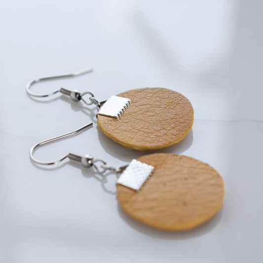 Handmade, light weight and comfortable to wear all day long leather earrings. All our earring hooks are made with a high quality stainless steel and they are hypo allergenic.  They will not tarnish or irritate your sensitive skin.