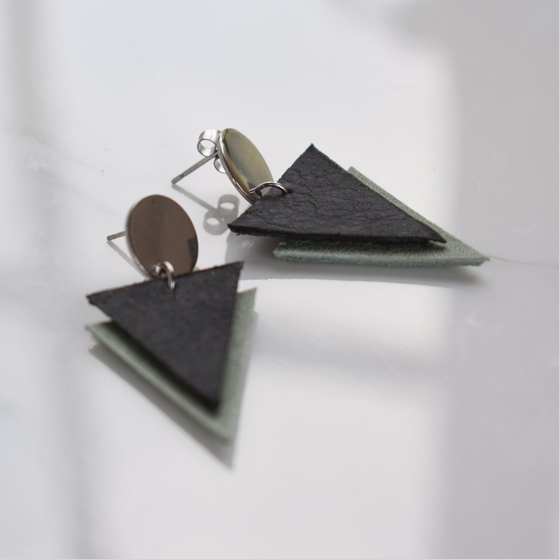 Handmade, light weight and comfortable to wear all day long leather earrings. All our earring hooks are made with a high quality stainless steel and they are hypo allergenic.  They will not tarnish or irritate your sensitive skin.