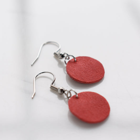 Handmade, light weight and comfortable to wear all day long leather earrings. All our earring hooks are made with a high quality stainless steel and they are hypo allergenic.  They will not tarnish or irritate your sensitive skin.