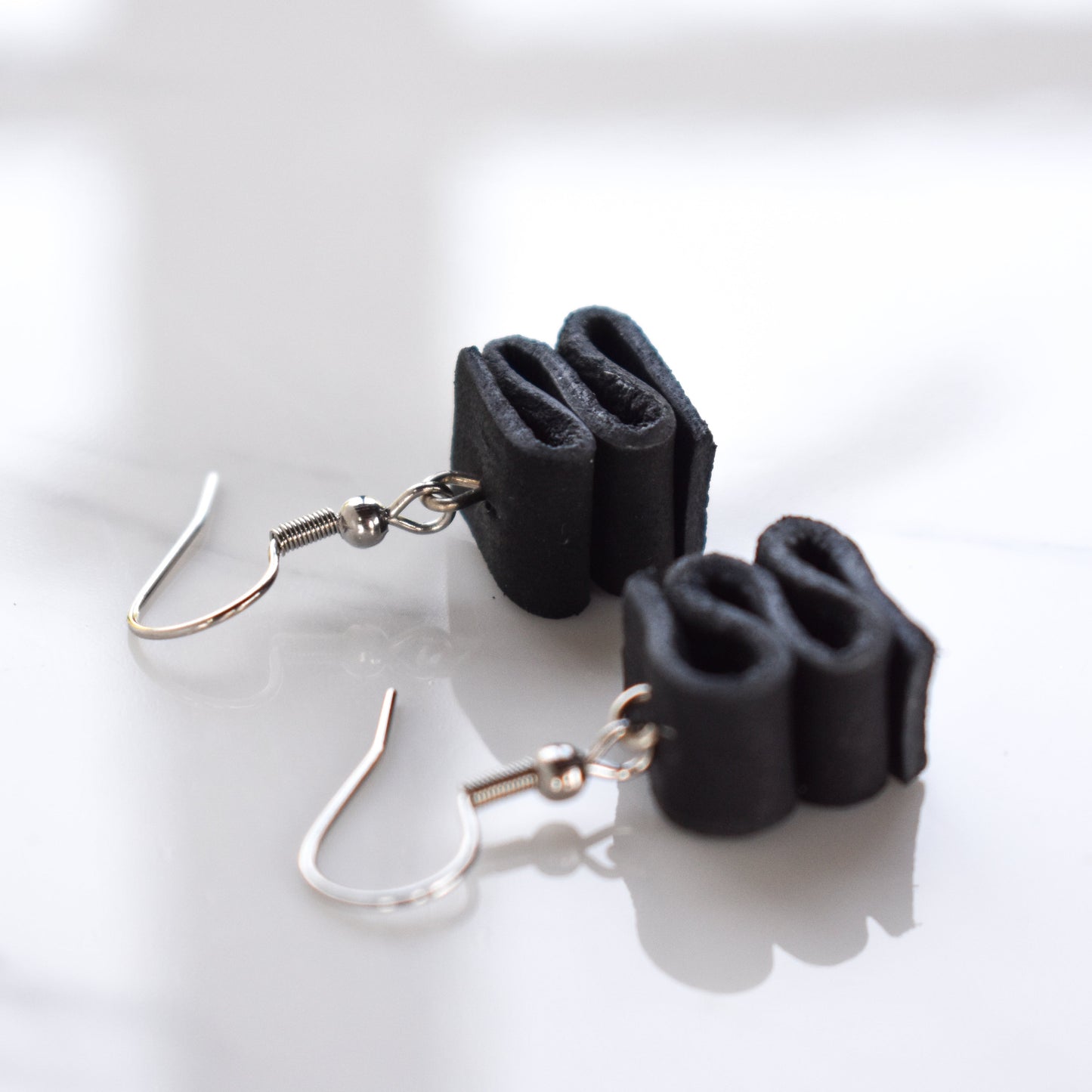 Handmade, light weight and comfortable to wear all day long leather earrings. All our earring hooks are made with a high quality stainless steel and they are hypo allergenic.  They will not tarnish or irritate your sensitive skin.