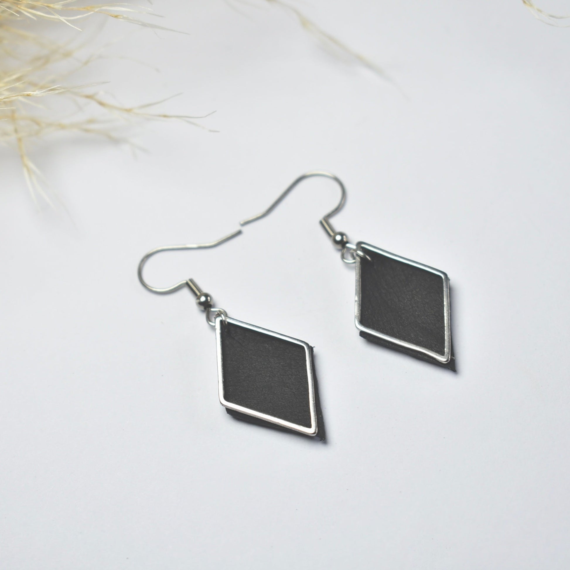 Handmade, light weight and comfortable to wear all day long leather earrings. All our earring hooks are made with a high quality stainless steel and they are hypo allergenic.  They will not tarnish or irritate your sensitive skin.