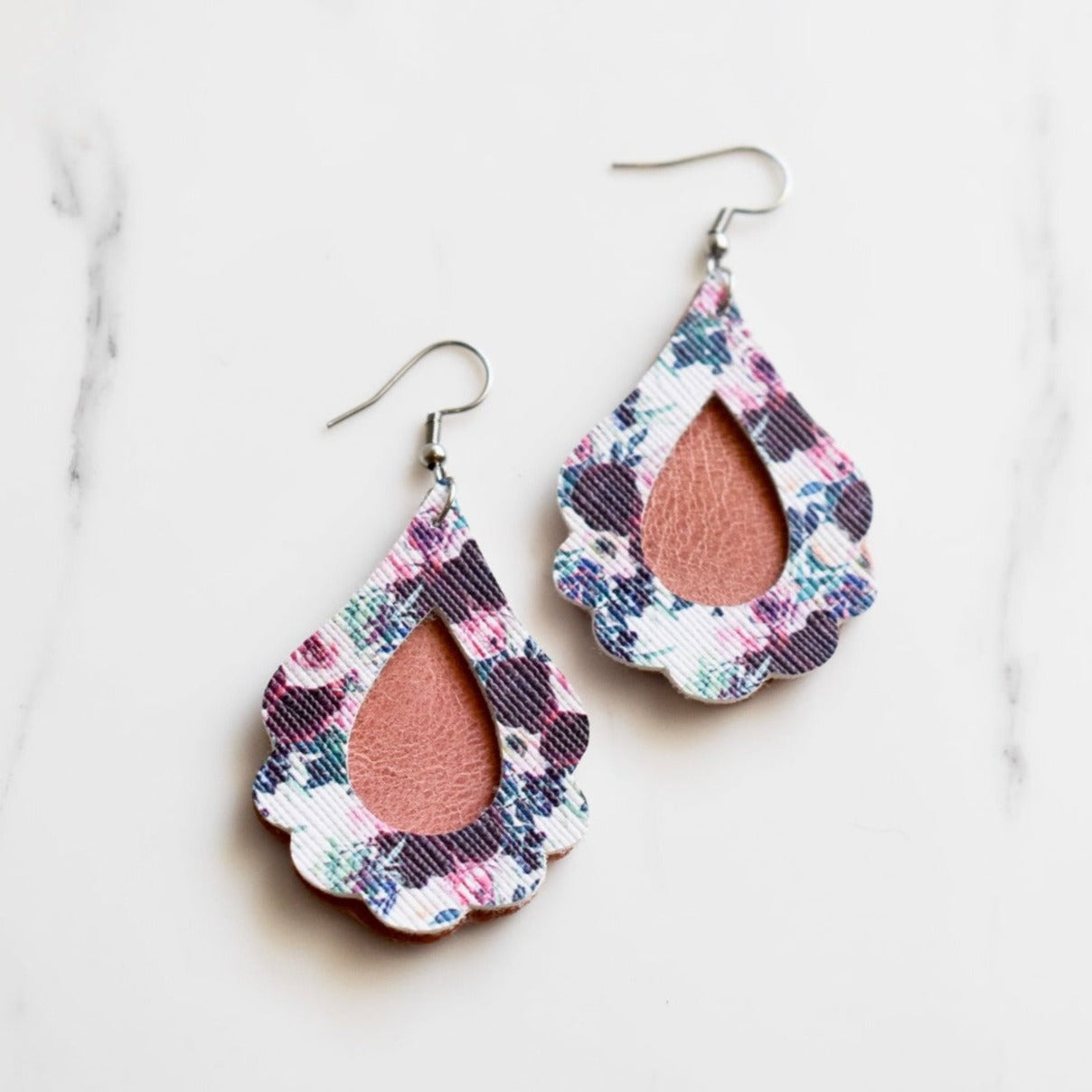 Handmade, light weight and comfortable to wear all day long leather earrings. All our earring hooks are made with a high quality stainless steel and they are hypo allergenic.  They will not tarnish or irritate your sensitive skin.