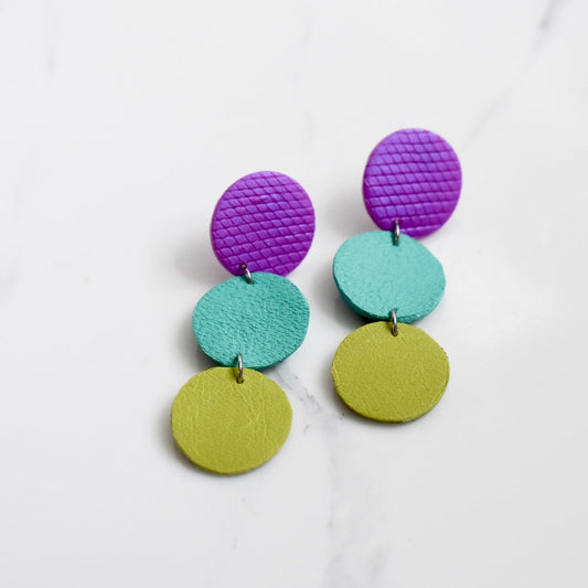 Handmade, light weight and comfortable to wear all day long leather earrings. All our earring hooks are made with a high quality stainless steel and they are hypo allergenic.  They will not tarnish or irritate your sensitive skin.